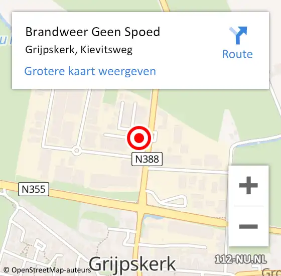 Locatie op kaart van de 112 melding: Brandweer Geen Spoed Naar Grijpskerk, Kievitsweg op 3 oktober 2013 19:31