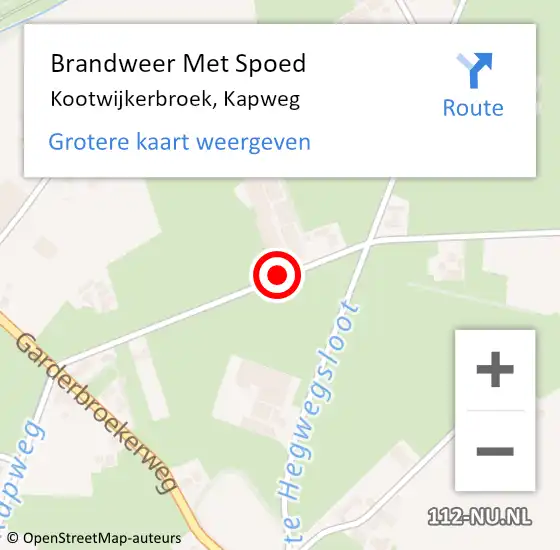 Locatie op kaart van de 112 melding: Brandweer Met Spoed Naar Kootwijkerbroek, Kapweg op 17 februari 2021 07:52