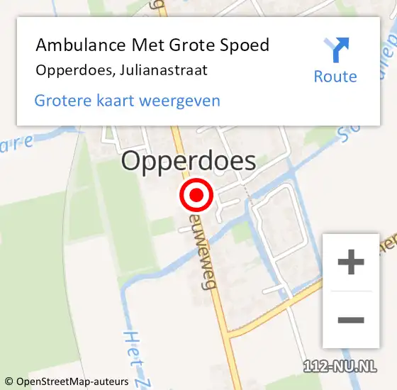 Locatie op kaart van de 112 melding: Ambulance Met Grote Spoed Naar Opperdoes, Julianastraat op 17 februari 2021 07:56