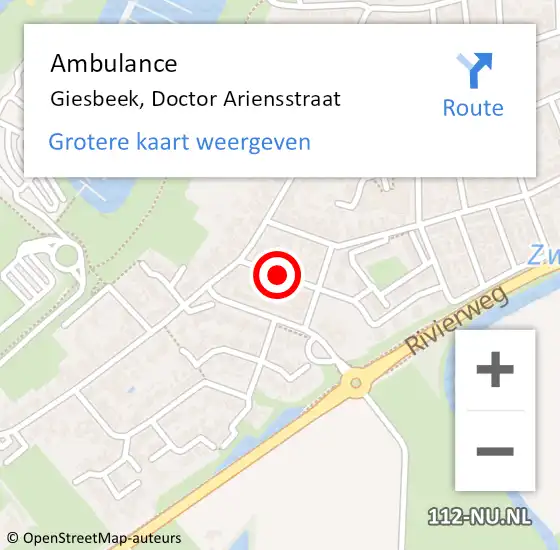 Locatie op kaart van de 112 melding: Ambulance Giesbeek, Doctor Ariensstraat op 17 februari 2021 08:50