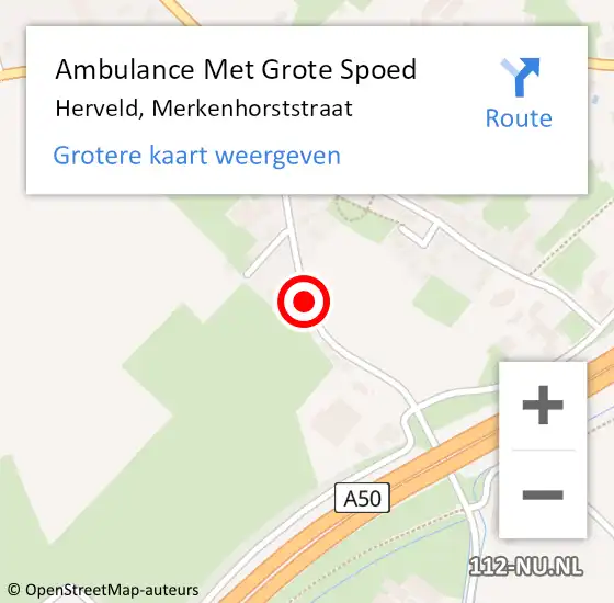 Locatie op kaart van de 112 melding: Ambulance Met Grote Spoed Naar Herveld, Merkenhorststraat op 17 februari 2021 10:05