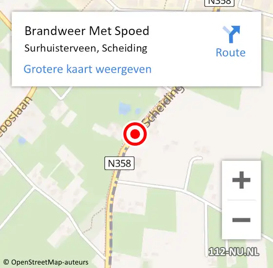 Locatie op kaart van de 112 melding: Brandweer Met Spoed Naar Surhuisterveen, Scheiding op 17 februari 2021 11:44