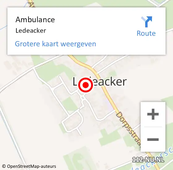 Locatie op kaart van de 112 melding: Ambulance Ledeacker op 17 februari 2021 11:55