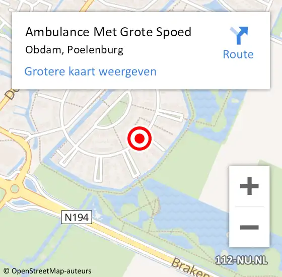 Locatie op kaart van de 112 melding: Ambulance Met Grote Spoed Naar Obdam, Poelenburg op 17 februari 2021 12:24