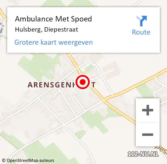 Locatie op kaart van de 112 melding: Ambulance Met Spoed Naar Hulsberg, Diepestraat op 2 juni 2014 13:41