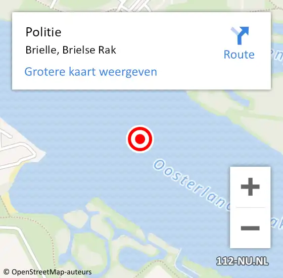 Locatie op kaart van de 112 melding: Politie Brielle, Brielse Rak op 17 februari 2021 13:27