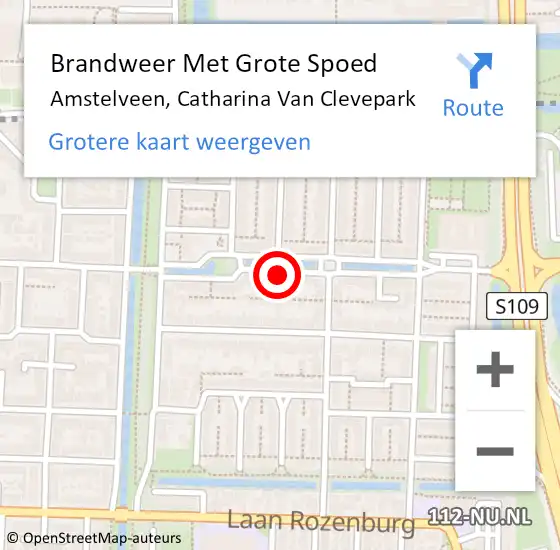 Locatie op kaart van de 112 melding: Brandweer Met Grote Spoed Naar Amstelveen, Catharina Van Clevepark op 17 februari 2021 13:34