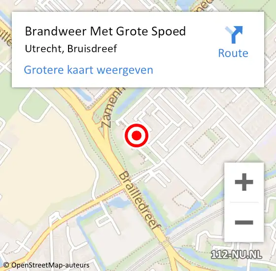 Locatie op kaart van de 112 melding: Brandweer Met Grote Spoed Naar Utrecht, Bruisdreef op 17 februari 2021 14:00