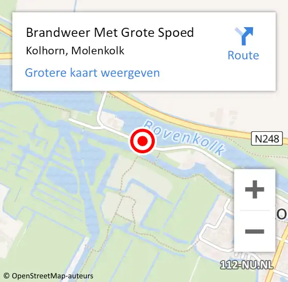 Locatie op kaart van de 112 melding: Brandweer Met Grote Spoed Naar Kolhorn, Molenkolk op 17 februari 2021 14:19