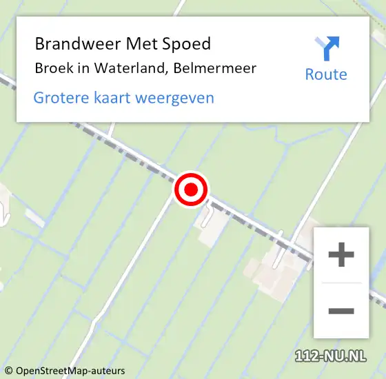 Locatie op kaart van de 112 melding: Brandweer Met Spoed Naar Broek in Waterland, Belmermeer op 17 februari 2021 14:20