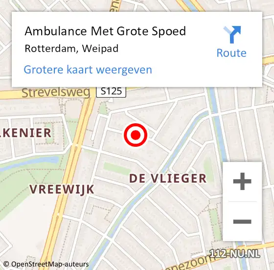Locatie op kaart van de 112 melding: Ambulance Met Grote Spoed Naar Rotterdam, Weipad op 17 februari 2021 14:34