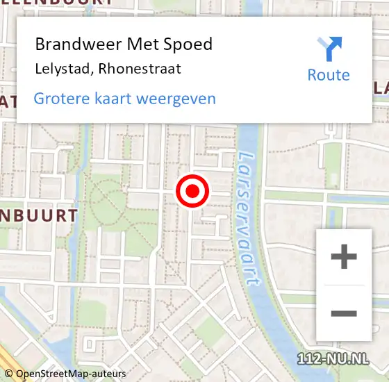 Locatie op kaart van de 112 melding: Brandweer Met Spoed Naar Lelystad, Rhonestraat op 17 februari 2021 14:42