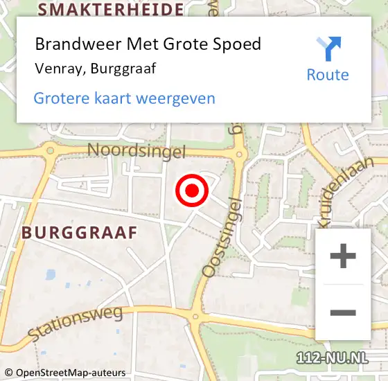 Locatie op kaart van de 112 melding: Brandweer Met Grote Spoed Naar Venray, Burggraaf op 17 februari 2021 14:43