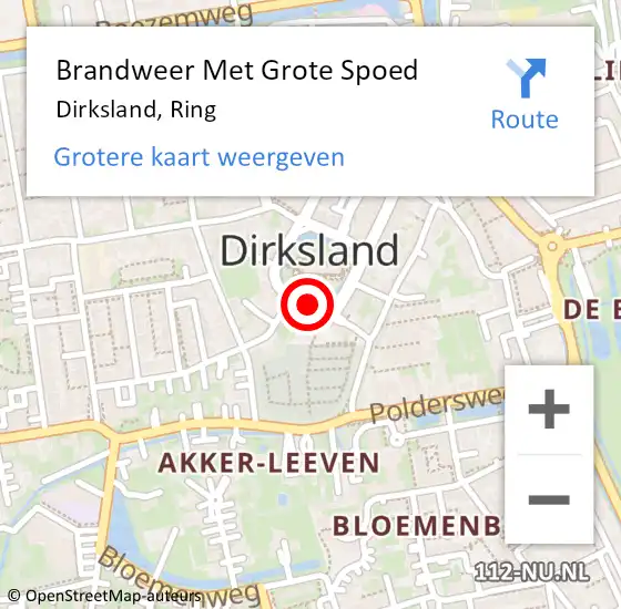 Locatie op kaart van de 112 melding: Brandweer Met Grote Spoed Naar Dirksland, Ring op 17 februari 2021 14:58