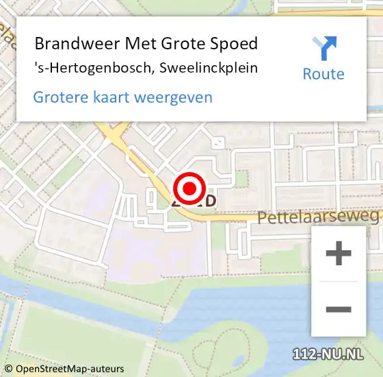 Locatie op kaart van de 112 melding: Brandweer Met Grote Spoed Naar 's-Hertogenbosch, Sweelinckplein op 17 februari 2021 14:58