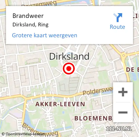 Locatie op kaart van de 112 melding: Brandweer Dirksland, Ring op 17 februari 2021 15:04