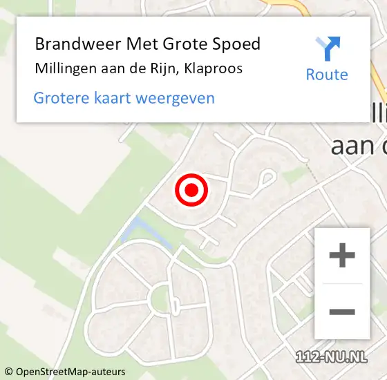 Locatie op kaart van de 112 melding: Brandweer Met Grote Spoed Naar Millingen aan de Rijn, Klaproos op 17 februari 2021 15:13