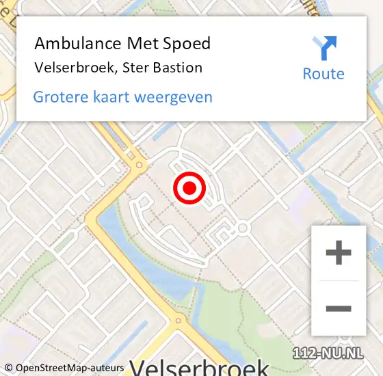 Locatie op kaart van de 112 melding: Ambulance Met Spoed Naar Velserbroek, Ster Bastion op 17 februari 2021 15:46