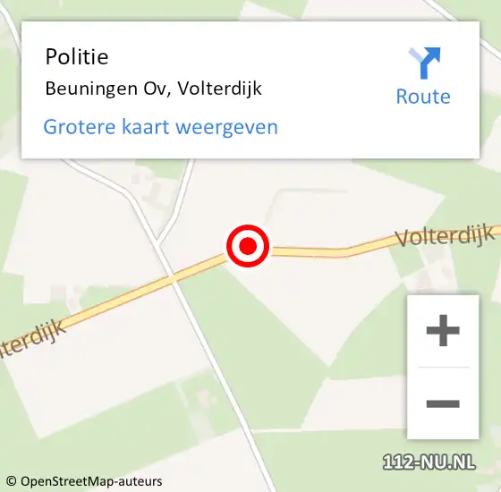 Locatie op kaart van de 112 melding: Politie Beuningen Ov, Volterdijk op 17 februari 2021 15:53