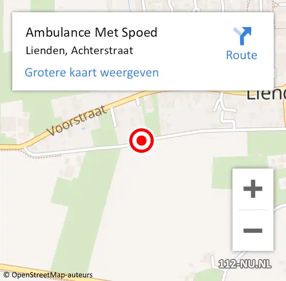 Locatie op kaart van de 112 melding: Ambulance Met Spoed Naar Lienden, Achterstraat op 17 februari 2021 17:05