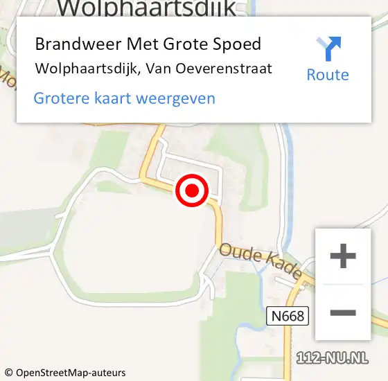 Locatie op kaart van de 112 melding: Brandweer Met Grote Spoed Naar Wolphaartsdijk, Van Oeverenstraat op 17 februari 2021 17:32