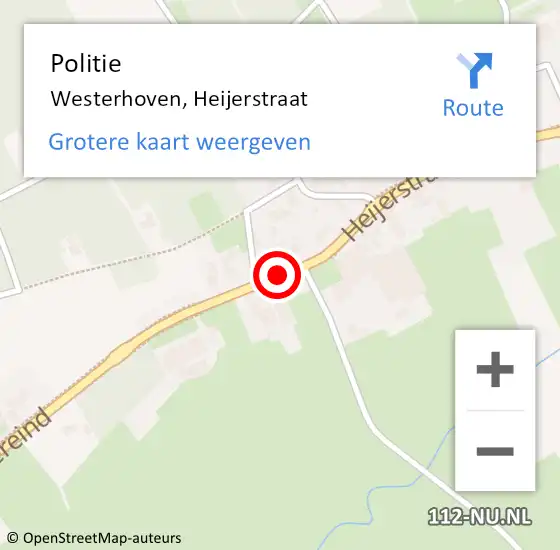 Locatie op kaart van de 112 melding: Politie Westerhoven, Heijerstraat op 17 februari 2021 17:59