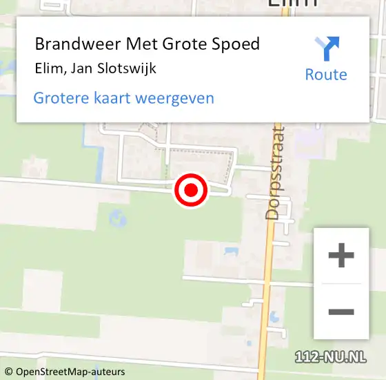 Locatie op kaart van de 112 melding: Brandweer Met Grote Spoed Naar Elim, Jan Slotswijk op 17 februari 2021 18:07