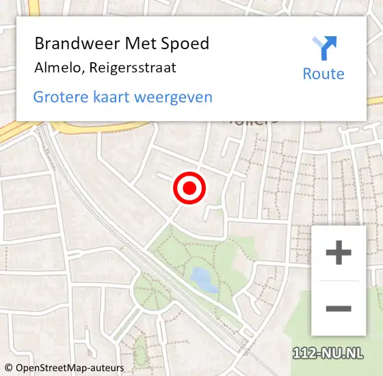 Locatie op kaart van de 112 melding: Brandweer Met Spoed Naar Almelo, Reigersstraat op 17 februari 2021 18:32