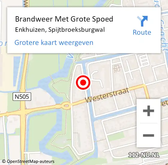 Locatie op kaart van de 112 melding: Brandweer Met Grote Spoed Naar Enkhuizen, Spijtbroeksburgwal op 17 februari 2021 19:22