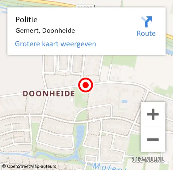 Locatie op kaart van de 112 melding: Politie Gemert, Doonheide op 17 februari 2021 19:37