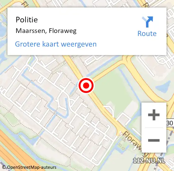 Locatie op kaart van de 112 melding: Politie Maarssen, Floraweg op 17 februari 2021 20:43