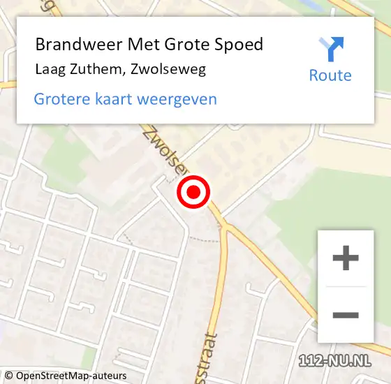 Locatie op kaart van de 112 melding: Brandweer Met Grote Spoed Naar Laag Zuthem, Zwolseweg op 17 februari 2021 20:44