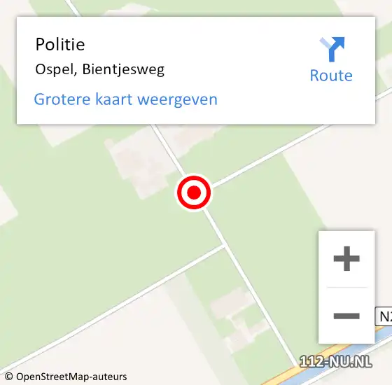 Locatie op kaart van de 112 melding: Politie Ospel, Bientjesweg op 17 februari 2021 21:23