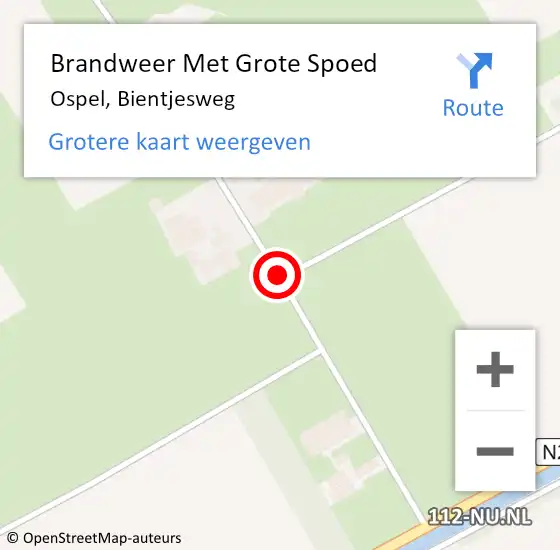 Locatie op kaart van de 112 melding: Brandweer Met Grote Spoed Naar Ospel, Bientjesweg op 17 februari 2021 21:25