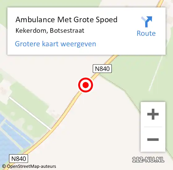 Locatie op kaart van de 112 melding: Ambulance Met Grote Spoed Naar Kekerdom, Botsestraat op 17 februari 2021 23:09