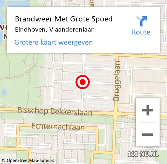 Locatie op kaart van de 112 melding: Brandweer Met Grote Spoed Naar Eindhoven, Vlaanderenlaan op 18 februari 2021 02:55