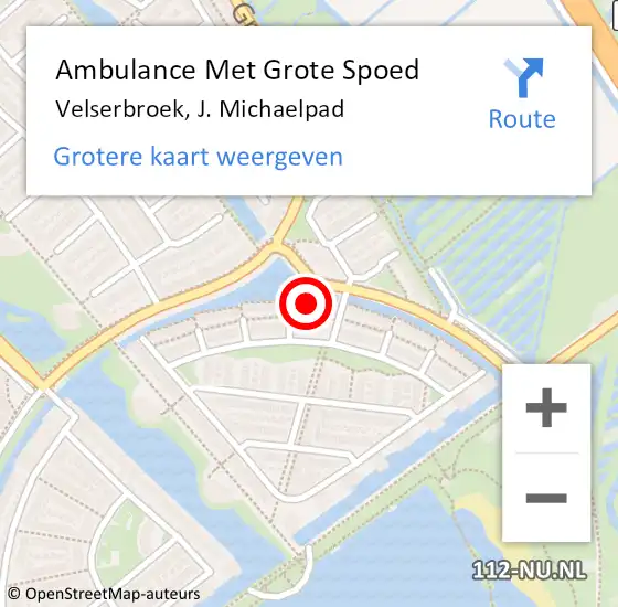 Locatie op kaart van de 112 melding: Ambulance Met Grote Spoed Naar Velserbroek, J. Michaelpad op 18 februari 2021 04:46