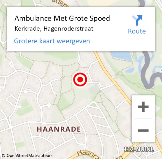 Locatie op kaart van de 112 melding: Ambulance Met Grote Spoed Naar Kerkrade, Hagenroderstraat op 2 juni 2014 14:47