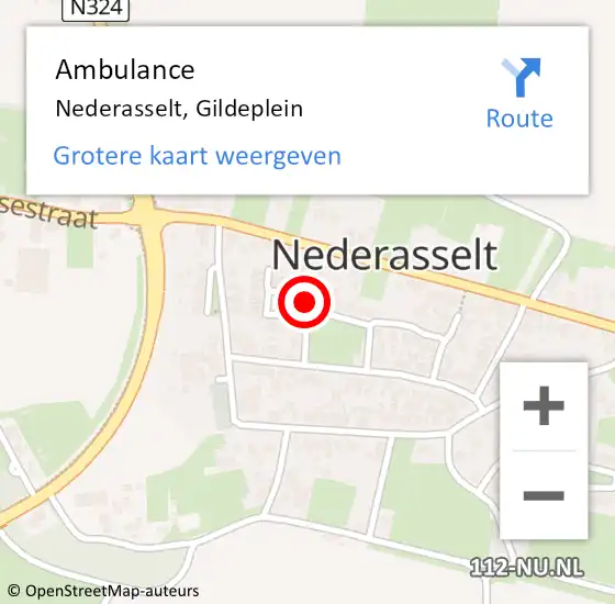 Locatie op kaart van de 112 melding: Ambulance Nederasselt, Gildeplein op 18 februari 2021 09:02