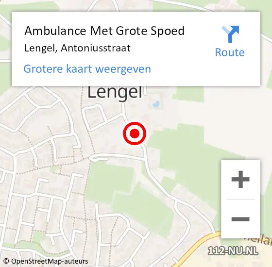Locatie op kaart van de 112 melding: Ambulance Met Grote Spoed Naar Lengel, Antoniusstraat op 18 februari 2021 10:16