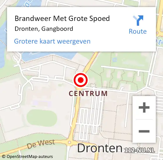 Locatie op kaart van de 112 melding: Brandweer Met Grote Spoed Naar Dronten, Gangboord op 18 februari 2021 12:00