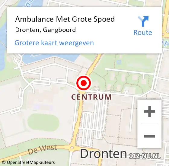 Locatie op kaart van de 112 melding: Ambulance Met Grote Spoed Naar Dronten, Gangboord op 18 februari 2021 12:03