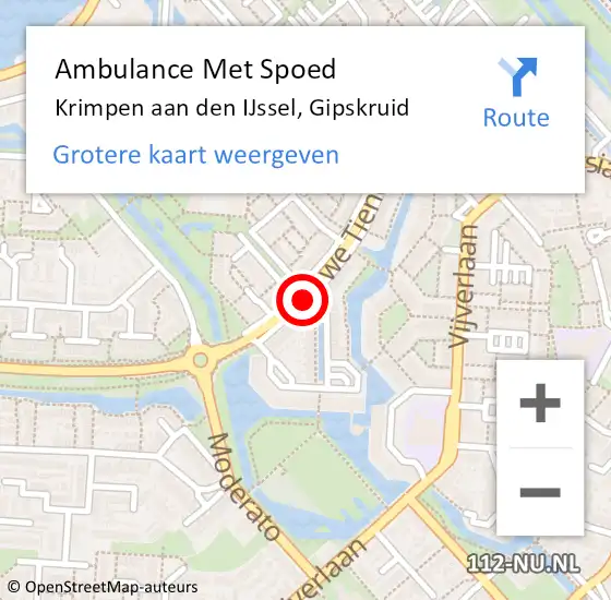 Locatie op kaart van de 112 melding: Ambulance Met Spoed Naar Krimpen aan den IJssel, Gipskruid op 18 februari 2021 12:24