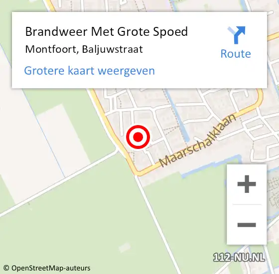 Locatie op kaart van de 112 melding: Brandweer Met Grote Spoed Naar Montfoort, Baljuwstraat op 18 februari 2021 14:00