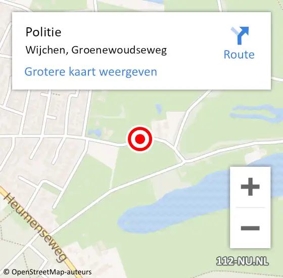 Locatie op kaart van de 112 melding: Politie Wijchen, Groenewoudseweg op 18 februari 2021 14:05