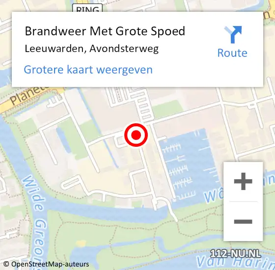 Locatie op kaart van de 112 melding: Brandweer Met Grote Spoed Naar Leeuwarden, Avondsterweg op 18 februari 2021 14:21