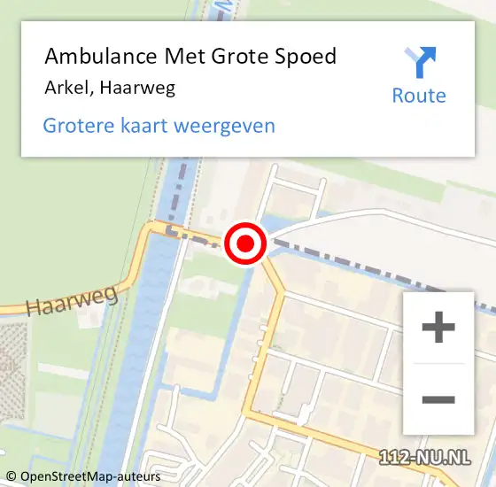 Locatie op kaart van de 112 melding: Ambulance Met Grote Spoed Naar Arkel, Haarweg op 18 februari 2021 14:30