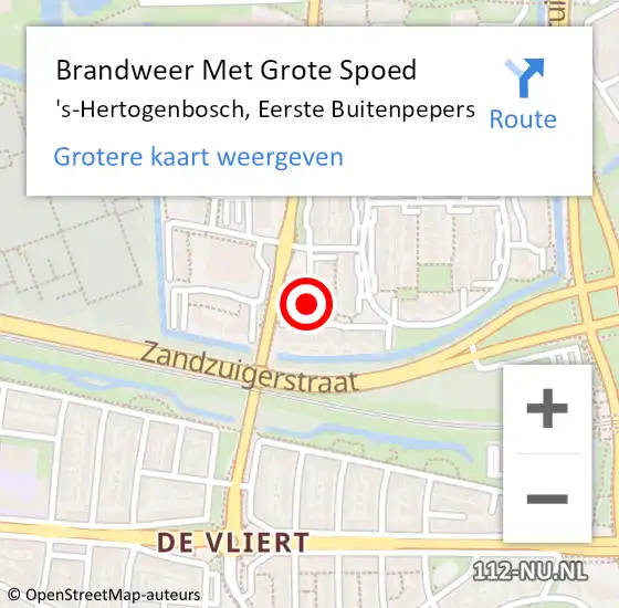 Locatie op kaart van de 112 melding: Brandweer Met Grote Spoed Naar 's-Hertogenbosch, Eerste Buitenpepers op 18 februari 2021 15:01