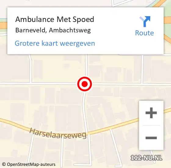 Locatie op kaart van de 112 melding: Ambulance Met Spoed Naar Barneveld, Ambachtsweg op 18 februari 2021 16:53