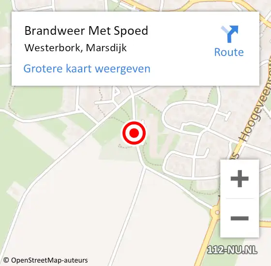 Locatie op kaart van de 112 melding: Brandweer Met Spoed Naar Westerbork, Marsdijk op 18 februari 2021 17:34